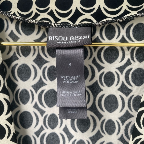 8 Bisou Bisou Black & Cream Geometric Wrap Maxi Dress - Picture 3 of 5